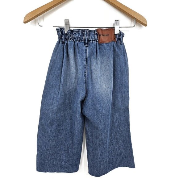 New One Teaspoon Bonnie Wide Leg Pant Girls 6-7 Blue Ranch Jeans Elastic Waist - Picture 3 of 5